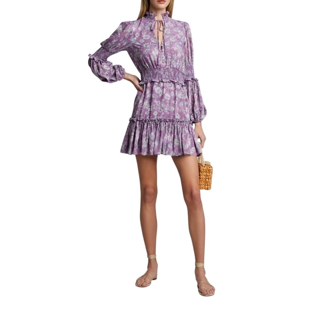 ALEXIS - Rosewell Lilac Floral Long Sleeve Purple Dress Sz M